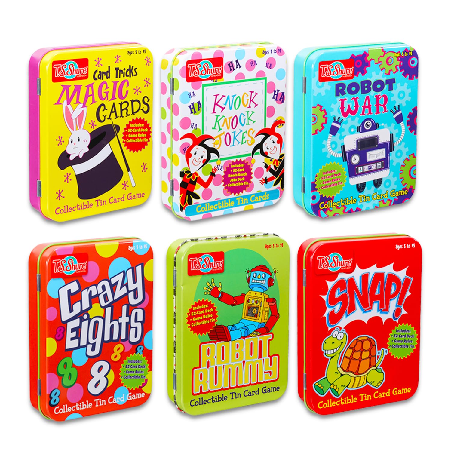 Card Games for Kids Ages 4-8 - 8 Pack Magnetic Tins Travel Card
